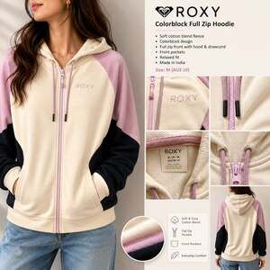 Roxy Colorblock Full Zip Fleece Hoodie